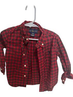 Ralph Lauren Red and Black Plaid Button-Down Shirt